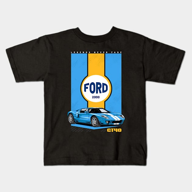 GT40 Exotic Car Kids T-Shirt by milatees